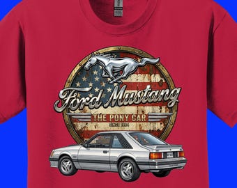 1980 Ford Mustang GT T-Shirt – Retro 80 Fox Body Muscle Car Tee