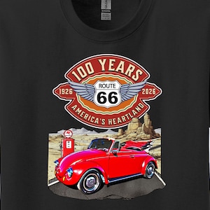1970 Volkswagen Beetle Route 66 Centennial Historic 70 VW Bug Classic Car T-Shirt