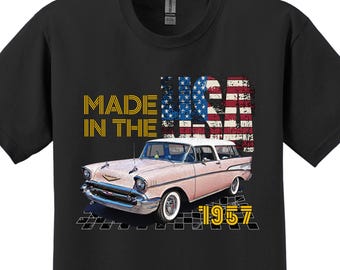 1957 Chevy Bel Air Nomad T-Shirt: Classic Car, Made in USA