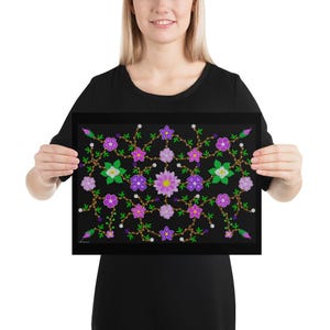 Mètis Floral Beadwork Poster (Pink)