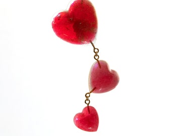 Triple resin heart asymmetrical necklace