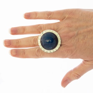 Mostly blue resin aluminum impractical ring