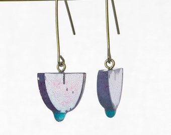 Lavender semi circle resin drip earrings