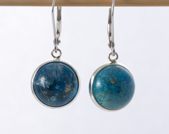 Blue resin bezel set earrings
