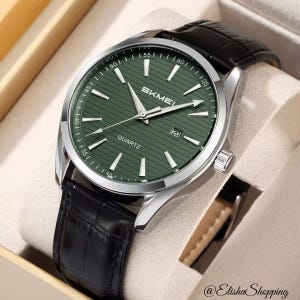 Very beautiful Skmei men&#39;s watch with leather case and strap, elegant and durable_Urban style
