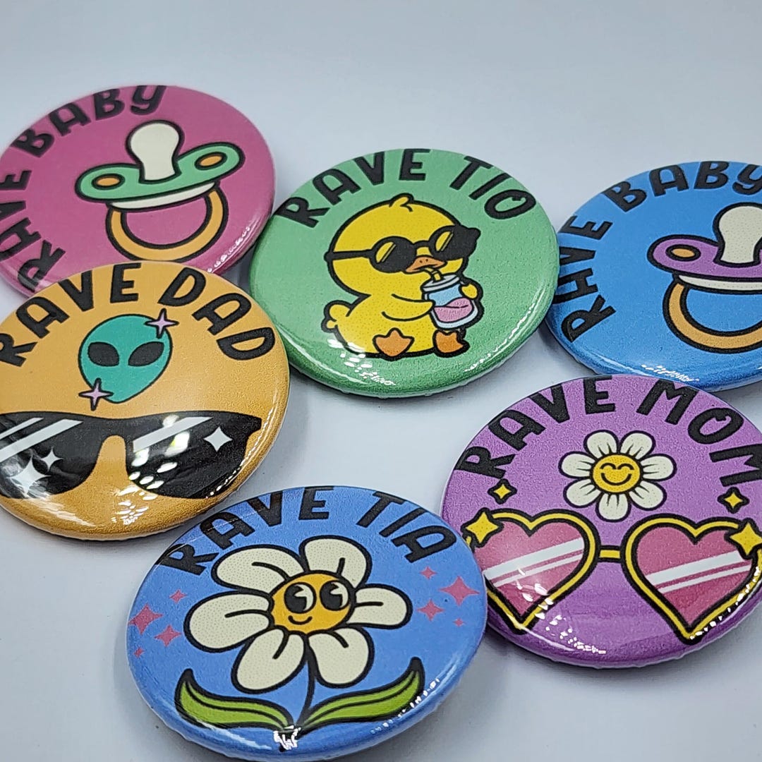 Baby Rave Sticker Rave Family Button Set – EDM Rave Mom, Dad, Baby (6-piece) - Etsy