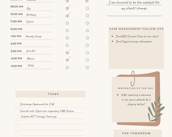 Terapeut Daglig Planner PDF | Utskrivbart schema med anteckningar och affirmationer | Designad av LPC