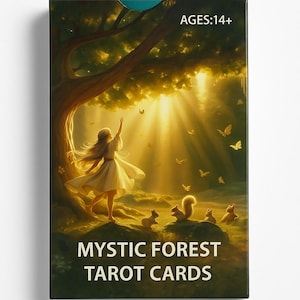 Mystic Forest Tarot Deck, 78 Cards, Fantasy Tarot Set with Free Keychain, Witchy Gift, Divination, Spiritual Deck.