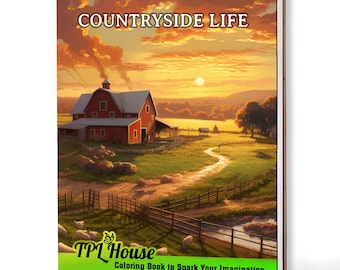 Countryside Life Coloring Book, Handmade Wooden Cover or Paper Cover, Spiral Bound