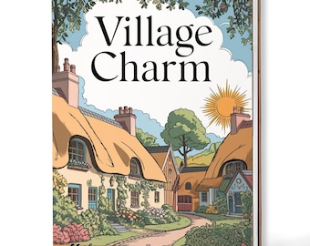 Village Charm Coloring Book: Handmade Wooden Cover or Paper Cover, Spiral Bound
