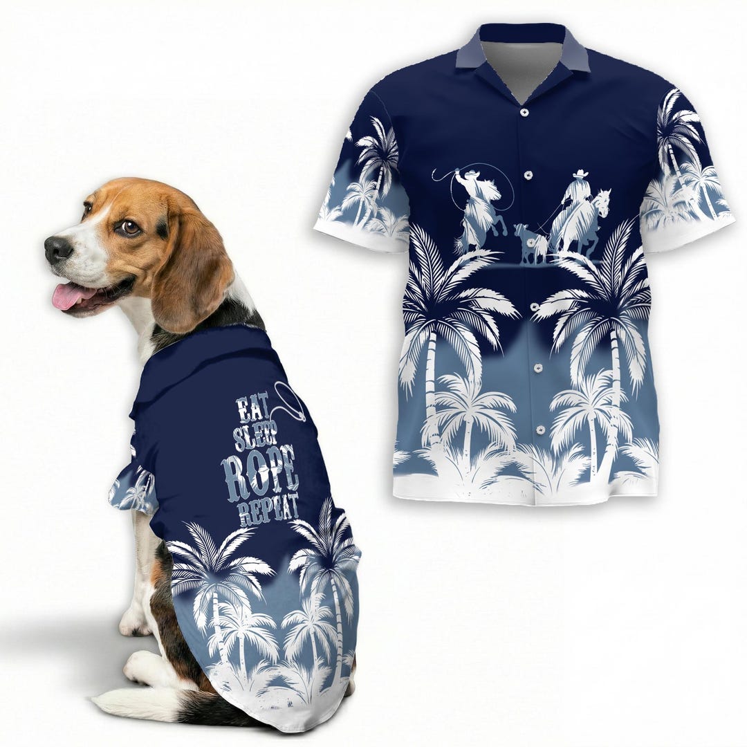 Team Roping Hawaiian Shirt for Dogs & Owners, Cowboy Roping Shirt ...