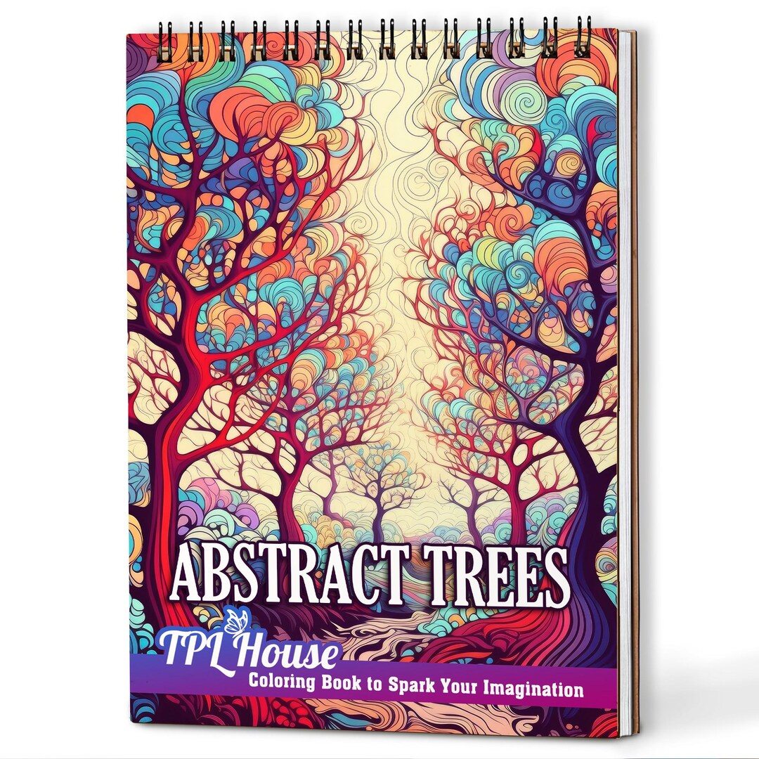 Abstract Trees Coloring Book: Wooden Cover, Spiral Bound, A5 - Etsy