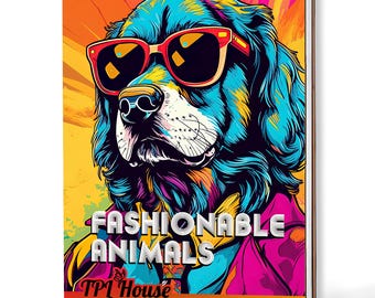 Fashionable Animals Coloring Book: Handmade Wooden Cover or Paper Cover, Spiral Bound