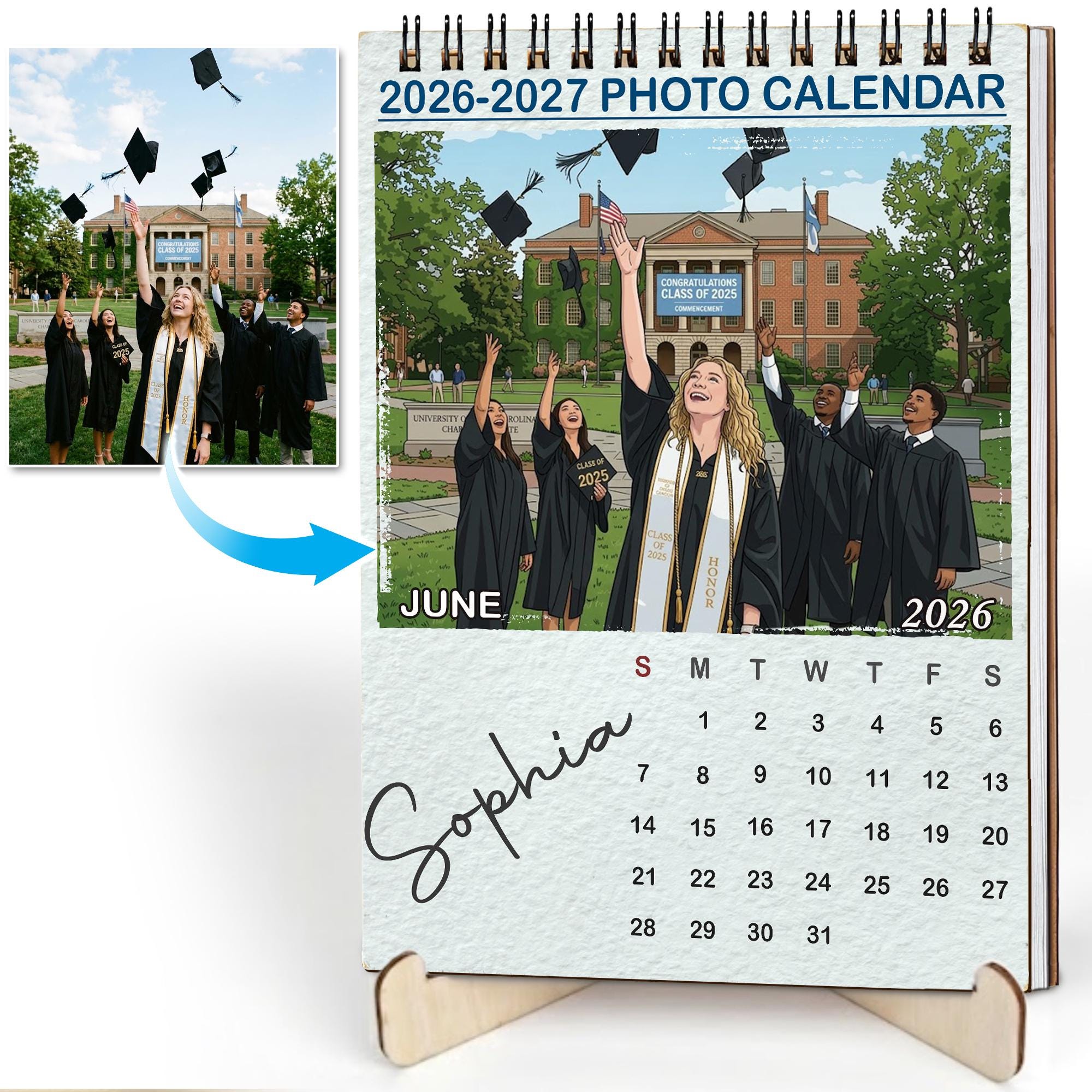Custom Graduation Photo Calendar 2026-2027, Personalized Grad Gift ...
