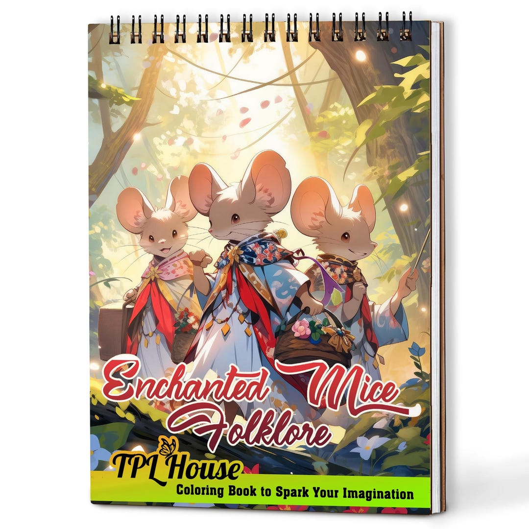 Enchanted Mice Coloring Book: Wooden Cover, A5 Spiral Bound, Handmade ...