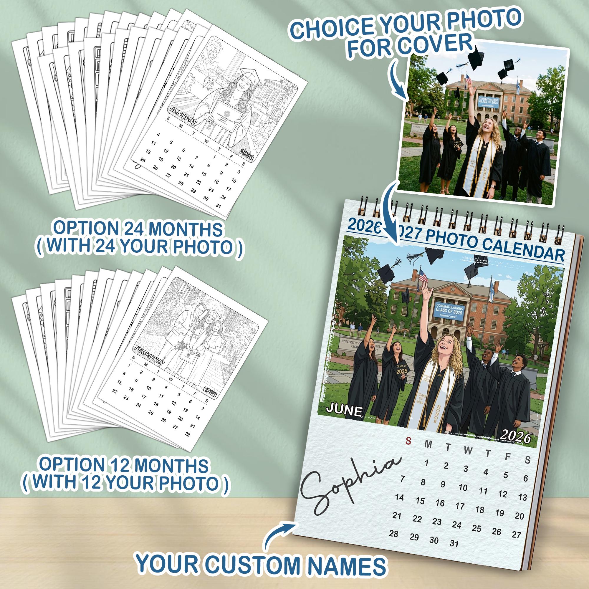 Custom Graduation Photo Calendar 2026-2027, Personalized Grad Gift ...