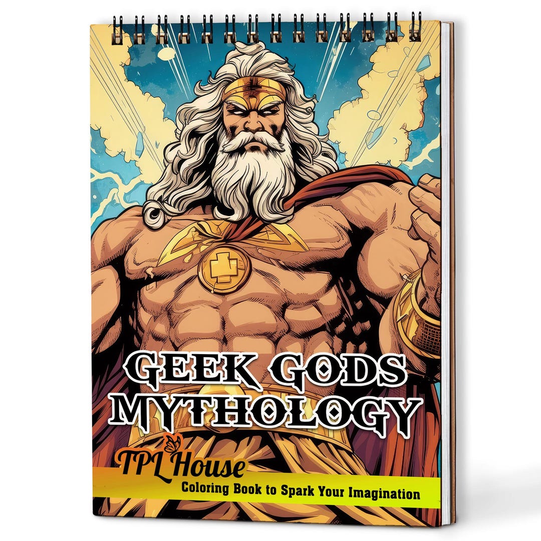 Geek Gods Mythology Coloring Book: Handmade Wooden Cover, A5 Spiral ...