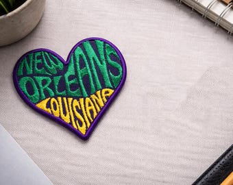 New Orleans Louisiana heart patch- Embroidered Patch- Iron On- Patch Only - Louisiana Patch