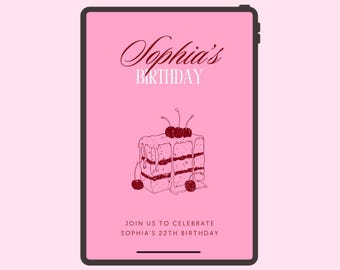 Elegant Coquette Birthday Invite, Digital Coquette Cake Birthday Invitation, Coquette Party, Pink Coquette Invitation, Canva Invite