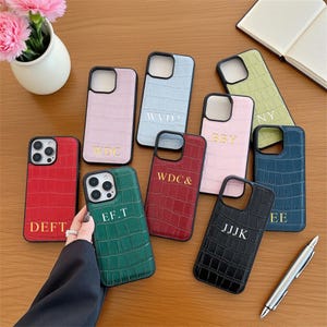 Personalized crocodile pattern phone case, customized iPhone 16 15 phone case, personalized initials iPhone protective case fashion, gift