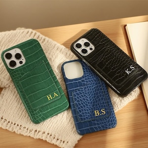 Personalized Leather Phone Case, Monogram Engraved Leather Phone Case, iPhone 16 Pro Max, 15Plus, 14 12pro, Custom Initials Phone Case