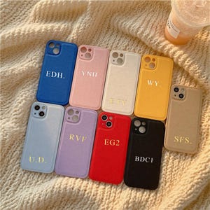Personalized Vegan Leather iPhone Case For iPhone 16 Pro SE, iPhone 15 14 Pro Max, 13 12 Case, Customized Initial iPhone Case Back to school