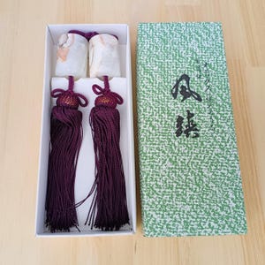 Vintage Japanese Fuchin Hanging Scroll Weights, Stone Tassel Pair with Box