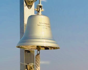 Personalized Brass Bell, Engraved School Wall Hanging Bell Indoor \ Outdoor, Nautical Bell, Ship Boat Maritime Decor, Customized Home Bell