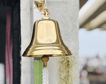 Engraved Brass Ship Bell, Personalized Maritime Decor, Wall Mounted Doorbell