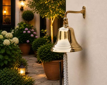 Personalized Brass Bell-Engraved School Wall Hanging Bell, Custom Ship Boat Maritime Decor, Outdoor Indoor Nautical Bell Gift