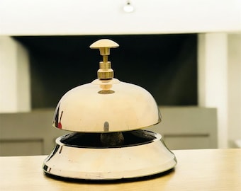 Personalized Brass Desk Bell, Hotel Reception Bell, Office Decor