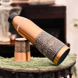 Pure Copper Water Bottle, Handmade, Purifies Water Naturally, Eco-Friendly Wellness Gift, Handmade Copper Bottle, Ayurveda Benefits Bottle