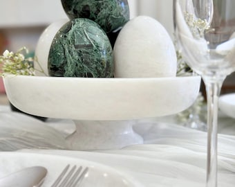 Natural Stone Easter Egg • Hand-Carved Marble Egg Decor • Spring Table Styling • L7 × H10