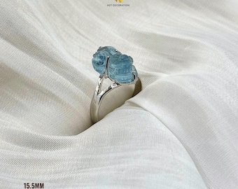 Sterling Silver Aquamarine Pi Xiu Ring • Natural Aqua Gemstone Carving • Handmade Protection Ring • Calming Crystal Jewelry • Gift for Her