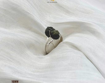 Sterling Silver Sapphire Ring • Natural Dark Green Sapphire Pi Xiu Ring • Handmade Gemstone Ring • Protection Amulet Jewelry • Gift for Her