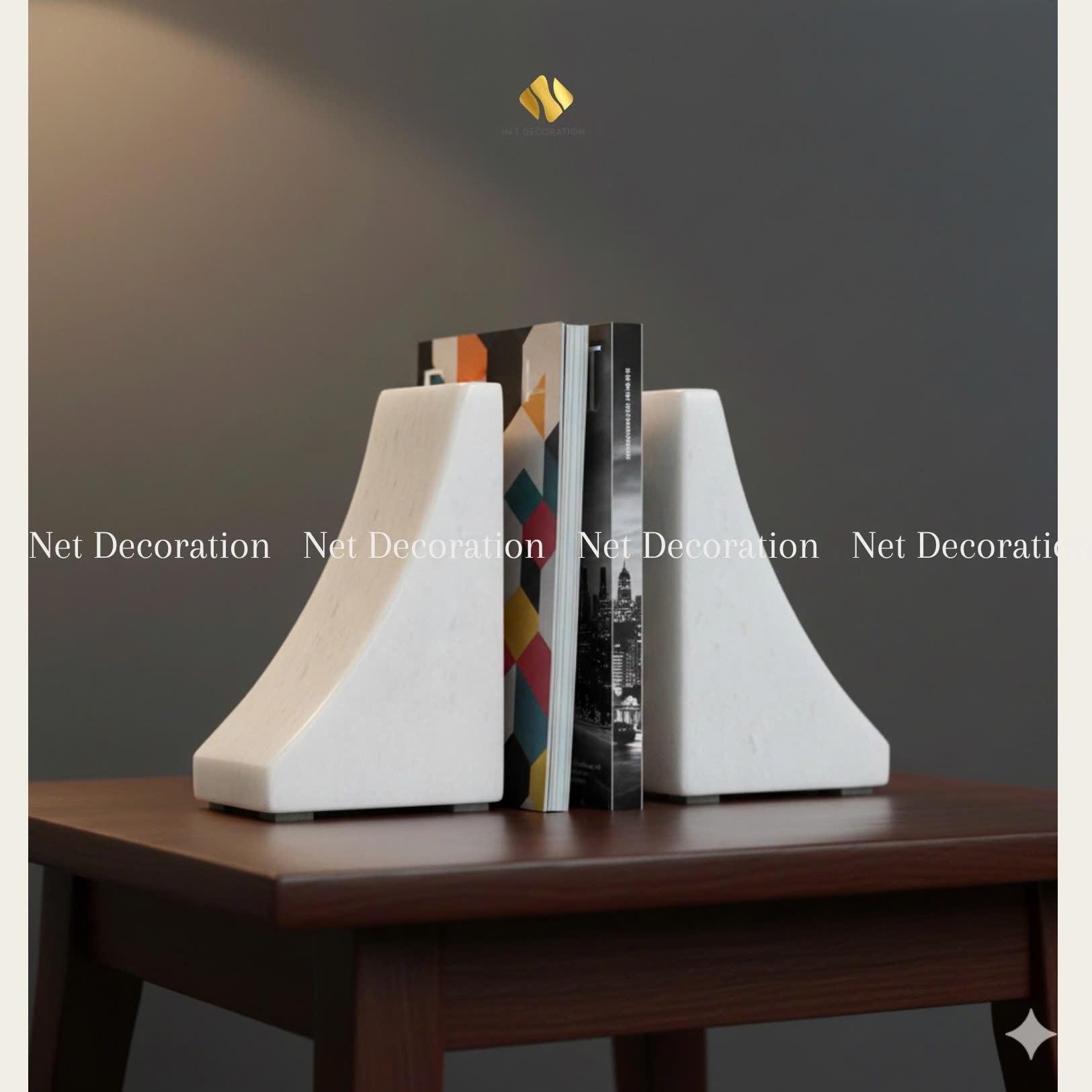 Marble Bookends – White Marble & Grey-gold Stone | Natural Stone ...