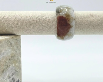 Natural Jade Ring • A-Grade Jadeite Wide Band Ring • Hand-Polished Gemstone Band • Unique Pattern Ring • Unisex Jewelry • Gift for Her&Him