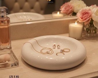 White Marble Thick Round Plate • Heavy Natural Stone Dish • Hand-Carved Marble Display Tray • Minimalist Home Decor • DP-22 / DP-23