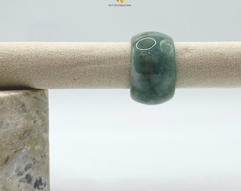 Natural Green Stone Ring • Polished Wide Band Gemstone Ring • Handmade Chunky Ring • Minimalist Crystal Jewelry • Unisex Gift