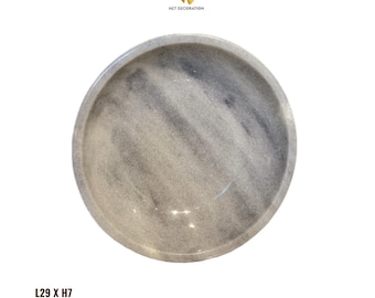 Italian White Marble Round Plate • Raised Edge Stone Dish • Natural Marble Decorative Tray • Hand-Carved Modern Serveware • DP-20
