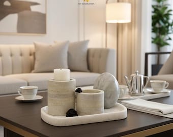 White Marble Serving Plate • Natural Stone Tray • Minimalist Rectangular Platter • Kitchen Counter Decor • Cheese, Bread, Dessert Plate