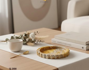 Wheel-Shaped Marble Plate • Yellow Marble • Natural Stone Decorative Tray • Hand-Carved Round Dish • Modern Home Styling • DP-12 DP-13
