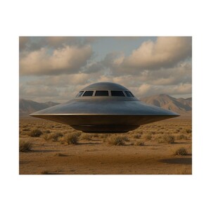 UFO Matte Poster Art, Sci-Fi Decor, Alien Wall Art, Unique Gift for Space Lovers, Home Office Art
