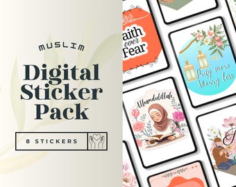 8 Digital Islamic Stickers Pack – Muslim Faith, Journals, Planner, Scrapbooking & Laptop Decals