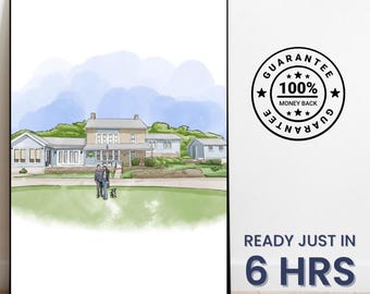 Impresión de boceto de casa personalizado, dibujo de casa a partir de una foto, regalo de inauguración de la casa, regalo de cierre de agente inmobiliario, regalo de primera vivienda, retrato de casa, boceto a partir de una foto