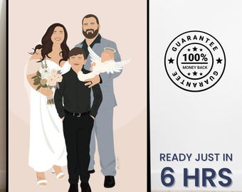 Ilustración personalizada de retrato sin rostro, retrato personalizado a partir de una foto, retrato de pareja, dibujo digital, regalo para novio o novia.