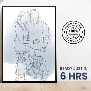 One Line Drawing , Custom Couple Portrait, Custom Family Gift, Personalized Wedding Anniversary Gift, Custom Line From Photo