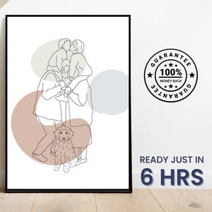 One Line Drawing , Custom Couple Portrait, Custom Family Gift, Personalized Wedding Anniversary Gift, Custom Line From Photo