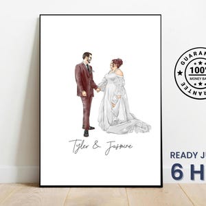 Hand-Painted Watercolor Portrait From Photo: Custom Wedding Anniversary Art
