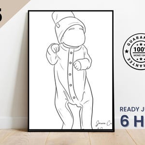 One Line Drawing , Custom Couple Portrait, Custom Family Gift, Personalized Wedding Anniversary Gift, Custom Line From Photo